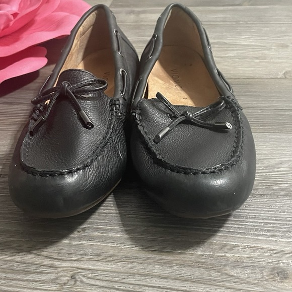 VIONIC Virginia Black Bow Leather Slip On Shoe Moccasin Size 8.5 Driving Loafer - Picture 4 of 12